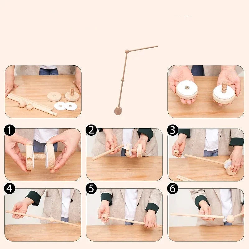 Mobile bed arm - wood